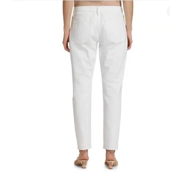 Frame Denim Le Garcon Distressed Jeans White Boyfriend Mid Rise Cotton Size 26 - Picture 2 of 13